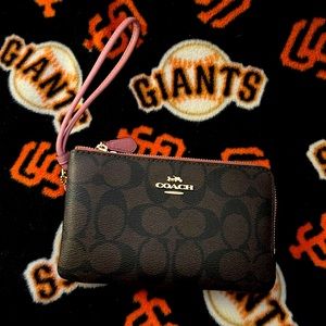 Coach double zip wristlet